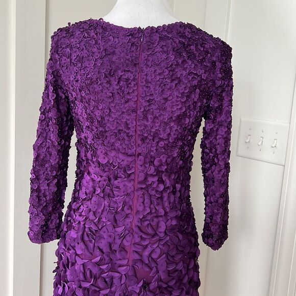 Theia Purple Floral Appliqué Dress Size 6 - Picture 6 of 12